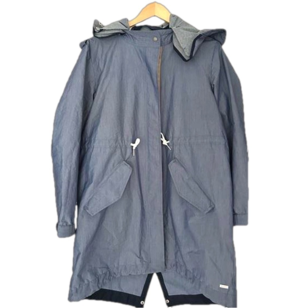 Scotch & Soda long  Jacket Womens Blue Full Zip Hood Nylon Troublemaker